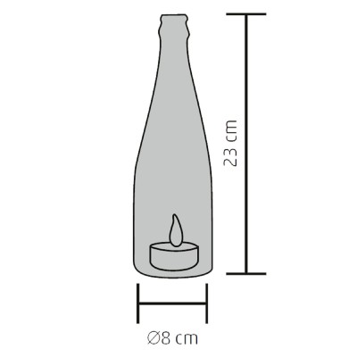 Dekorációs üveg LED mécsessel, kék - GB 23/BL